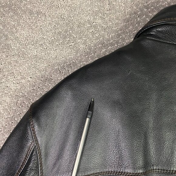 Vintage Columbia Leather Jacket Men's Large Heavyweight Button Front - Picture 7 of 16